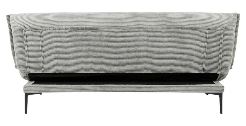 Canapé-lit VELARIS – Tissu velours gris foncé – Structure bois – Matelas intégré – Élégant et compact
