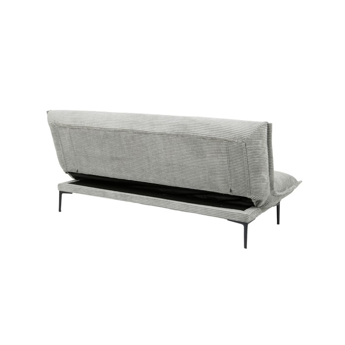 Slaapbank VELARIS - Donkergrijze fluwelen stof - Houten structuur - Geïntegreerde matras - Elegant en compact