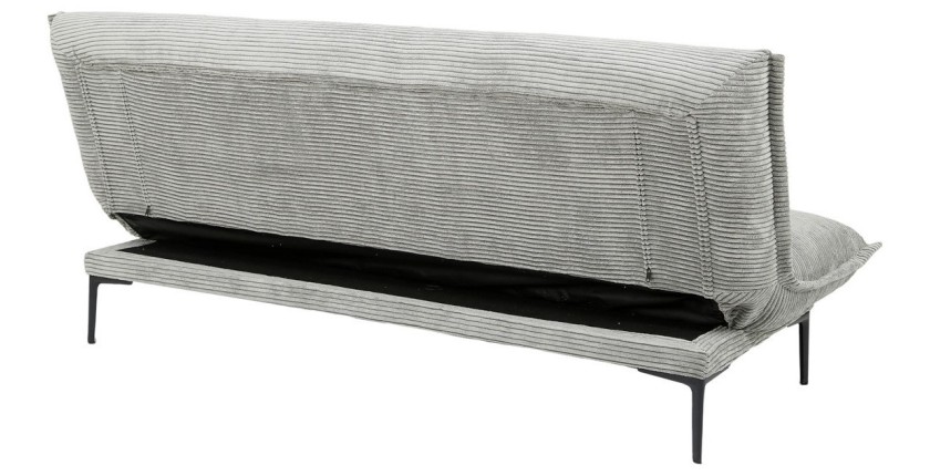 Canapé-lit VELARIS – Tissu velours gris foncé – Structure bois – Matelas intégré – Élégant et compact