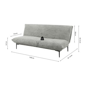 Canapé-lit VELARIS – Tissu velours gris foncé – Structure bois – Matelas intégré – Élégant et compact