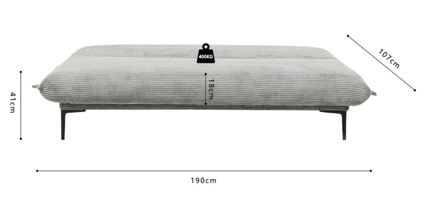 Canapé-lit VELARIS – Tissu velours gris foncé – Structure bois – Matelas intégré – Élégant et compact