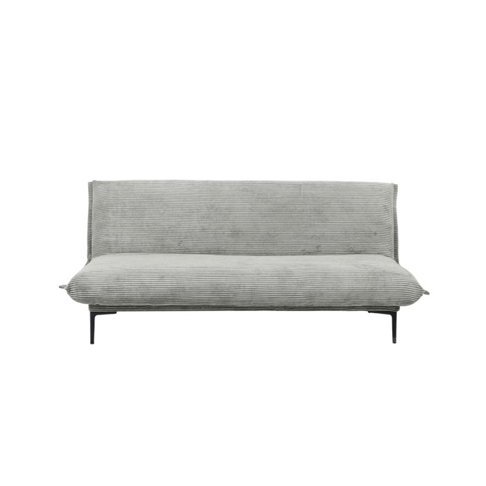 Slaapbank VELARIS - Donkergrijze fluwelen stof - Houten structuur - Geïntegreerde matras - Elegant en compact