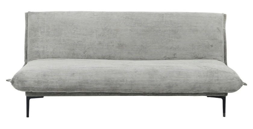 Canapé-lit VELARIS – Tissu velours gris foncé – Structure bois – Matelas intégré – Élégant et compact