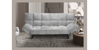 Canapé-lit SALVORA – Tissu gris – Matelas mousse intégré – Structure bois – Design compact et pratique
