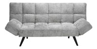 Canapé-lit SALVORA – Tissu gris – Matelas mousse intégré – Structure bois – Design compact et pratique