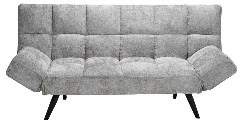 Canapé-lit SALVORA – Tissu gris – Matelas mousse intégré – Structure bois – Design compact et pratique