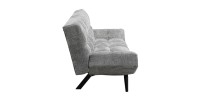 Canapé-lit SALVORA – Tissu gris – Matelas mousse intégré – Structure bois – Design compact et pratique