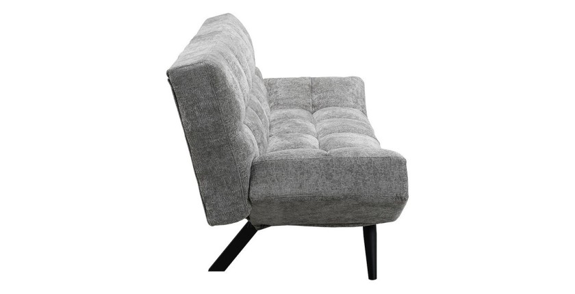 Canapé-lit SALVORA – Tissu gris – Matelas mousse intégré – Structure bois – Design compact et pratique