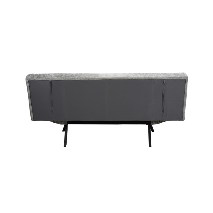 Slaapbank SALVORA - Grijze stof - Geïntegreerd schuimmatras - Houten structuur - Compact en praktisch ontwerp