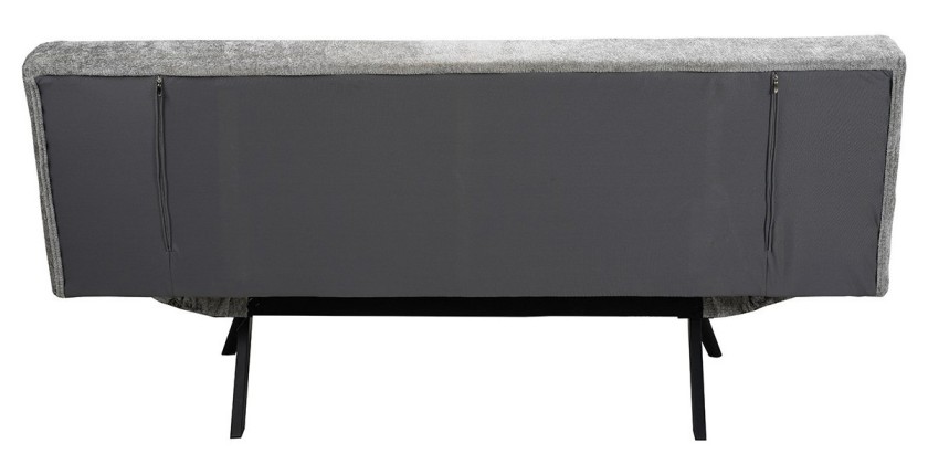 Canapé-lit SALVORA – Tissu gris – Matelas mousse intégré – Structure bois – Design compact et pratique