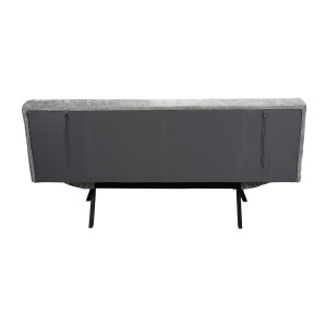 Canapé-lit SALVORA – Tissu gris – Matelas mousse intégré – Structure bois – Design compact et pratique