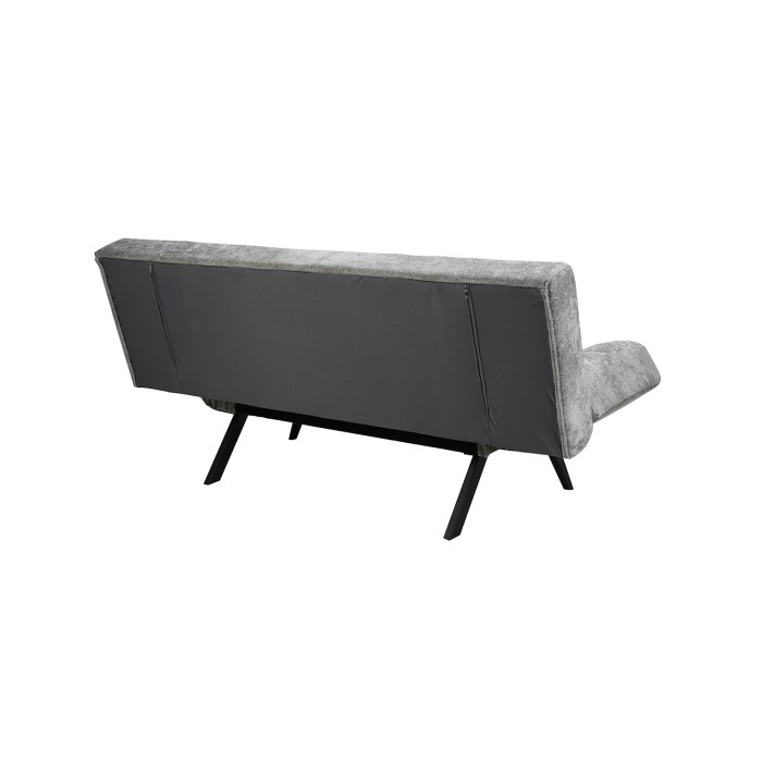 Slaapbank SALVORA - Grijze stof - Geïntegreerd schuimmatras - Houten structuur - Compact en praktisch ontwerp
