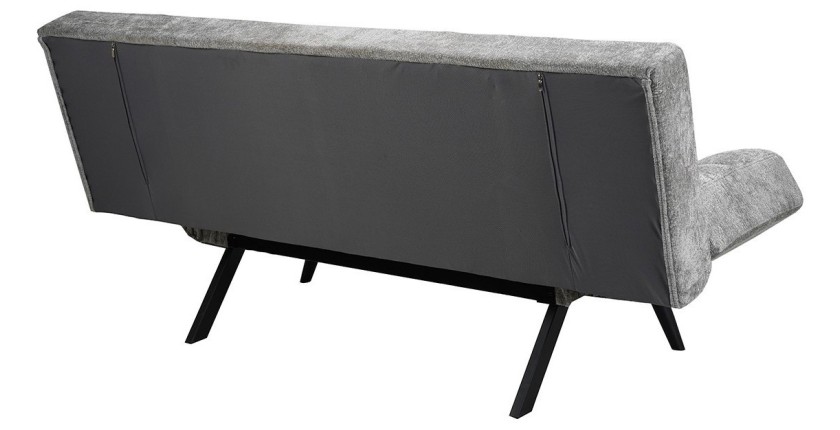 Canapé-lit SALVORA – Tissu gris – Matelas mousse intégré – Structure bois – Design compact et pratique