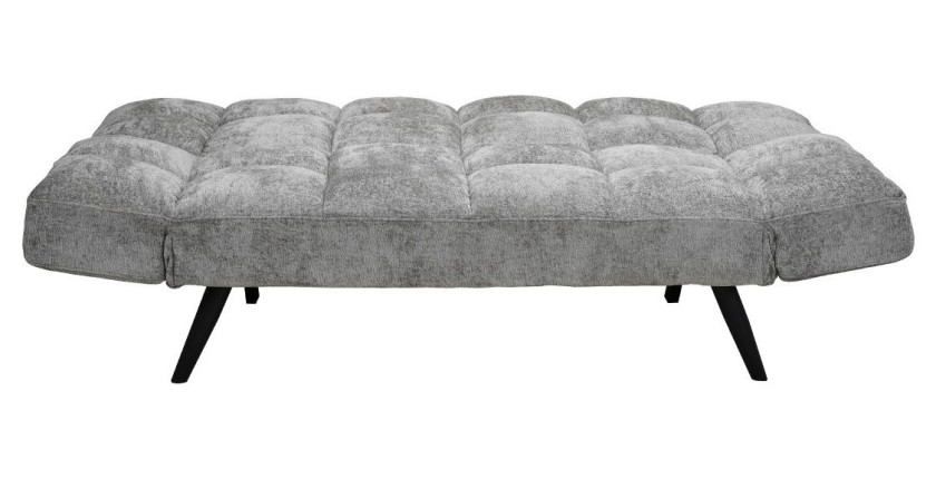 Canapé-lit SALVORA – Tissu gris – Matelas mousse intégré – Structure bois – Design compact et pratique