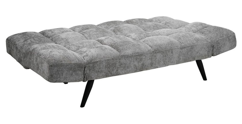 Canapé-lit SALVORA – Tissu gris – Matelas mousse intégré – Structure bois – Design compact et pratique