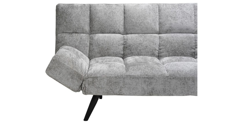 Canapé-lit SALVORA – Tissu gris – Matelas mousse intégré – Structure bois – Design compact et pratique