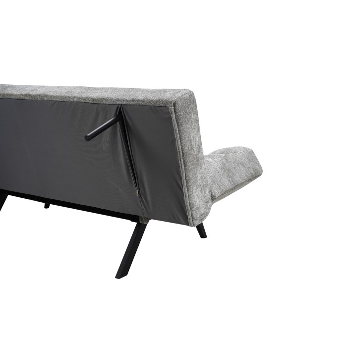 Slaapbank SALVORA - Grijze stof - Geïntegreerd schuimmatras - Houten structuur - Compact en praktisch ontwerp