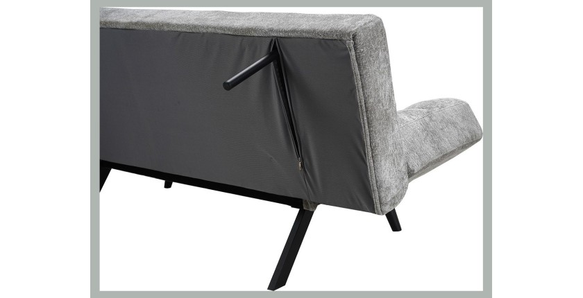 Canapé-lit SALVORA – Tissu gris – Matelas mousse intégré – Structure bois – Design compact et pratique