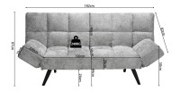 Canapé-lit SALVORA – Tissu gris – Matelas mousse intégré – Structure bois – Design compact et pratique