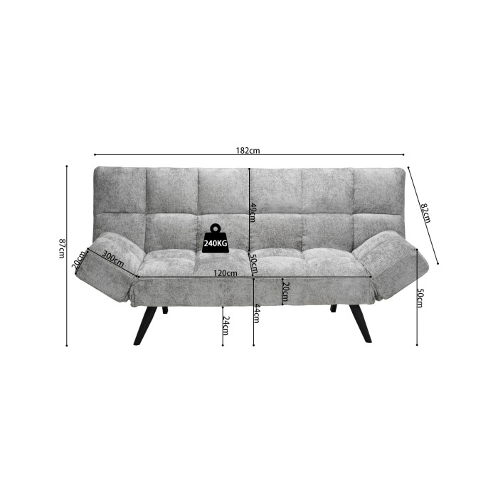 Slaapbank SALVORA - Grijze stof - Geïntegreerd schuimmatras - Houten structuur - Compact en praktisch ontwerp