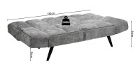 Canapé-lit SALVORA – Tissu gris – Matelas mousse intégré – Structure bois – Design compact et pratique