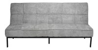 Canapé-lit CALMORA – Tissu gris – Matelas intégré – Structure bois – Design compact et élégant