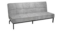 Canapé-lit CALMORA – Tissu gris – Matelas intégré – Structure bois – Design compact et élégant