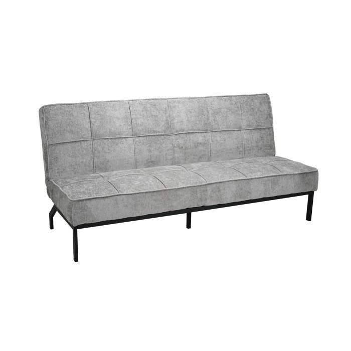 Slaapbank CALMORA - Grijze stof - Geïntegreerd matras - Houten structuur - Compact en elegant design