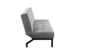 Canapé-lit CALMORA – Tissu gris – Matelas intégré – Structure bois – Design compact et élégant