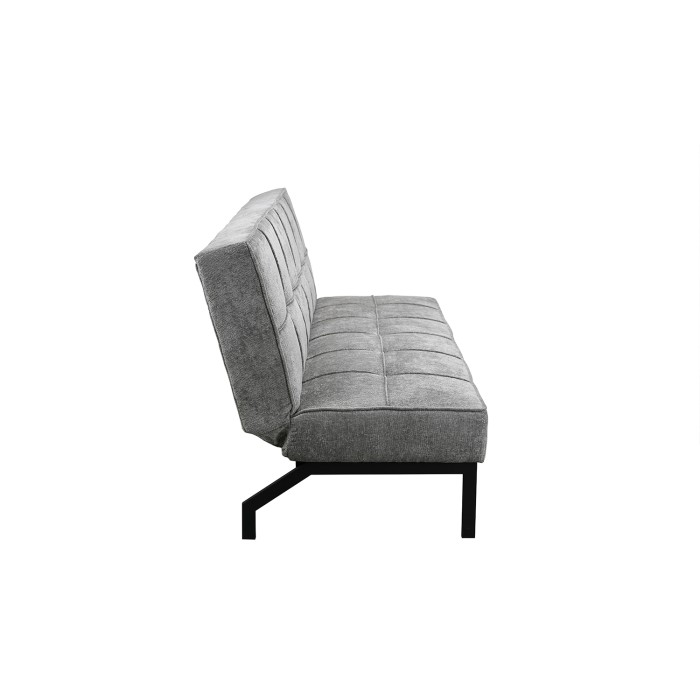 Slaapbank CALMORA - Grijze stof - Geïntegreerd matras - Houten structuur - Compact en elegant design