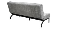 Canapé-lit CALMORA – Tissu gris – Matelas intégré – Structure bois – Design compact et élégant