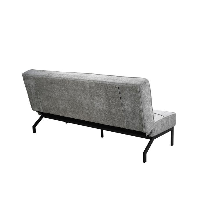 Slaapbank CALMORA - Grijze stof - Geïntegreerd matras - Houten structuur - Compact en elegant design