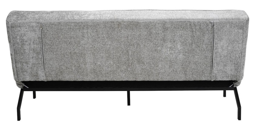 Canapé-lit CALMORA – Tissu gris – Matelas intégré – Structure bois – Design compact et élégant