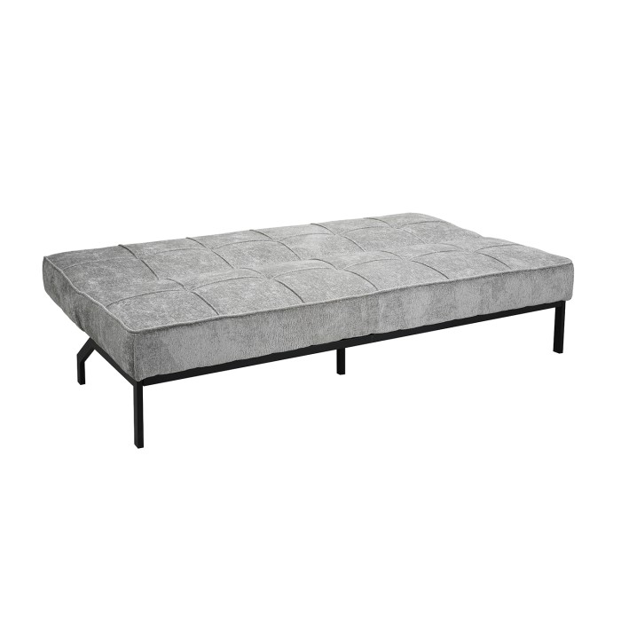 Slaapbank CALMORA - Grijze stof - Geïntegreerd matras - Houten structuur - Compact en elegant design