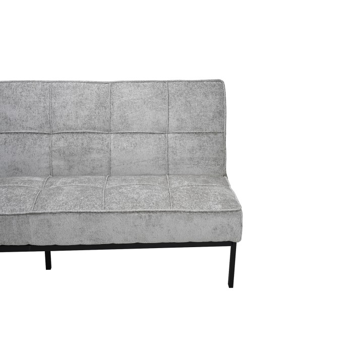 Slaapbank CALMORA - Grijze stof - Geïntegreerd matras - Houten structuur - Compact en elegant design