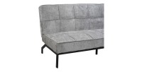 Canapé-lit CALMORA – Tissu gris – Matelas intégré – Structure bois – Design compact et élégant