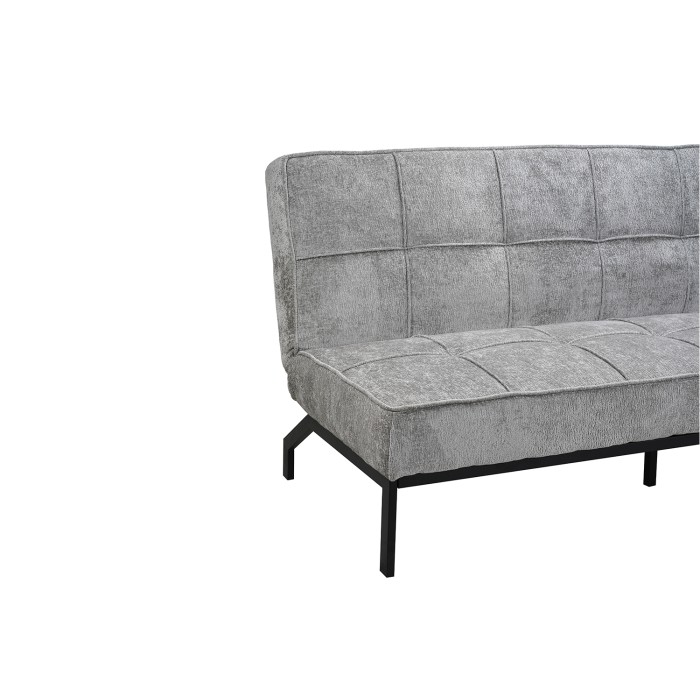 Slaapbank CALMORA - Grijze stof - Geïntegreerd matras - Houten structuur - Compact en elegant design