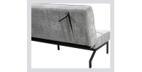Canapé-lit CALMORA – Tissu gris – Matelas intégré – Structure bois – Design compact et élégant