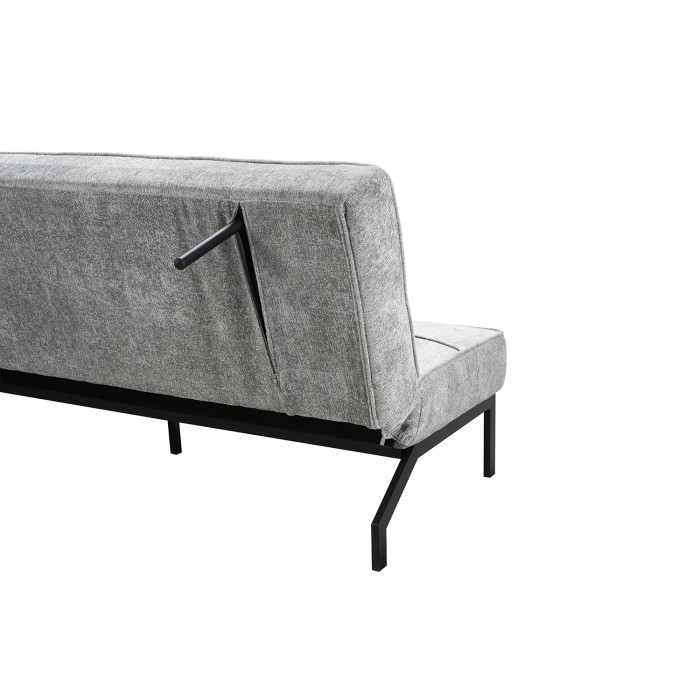Slaapbank CALMORA - Grijze stof - Geïntegreerd matras - Houten structuur - Compact en elegant design