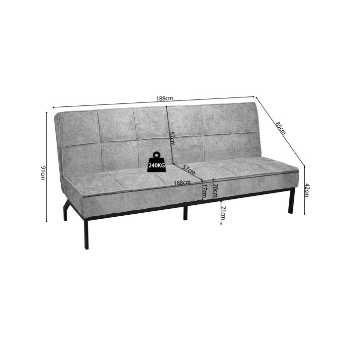 Slaapbank CALMORA - Grijze stof - Geïntegreerd matras - Houten structuur - Compact en elegant design