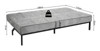 Canapé-lit CALMORA – Tissu gris – Matelas intégré – Structure bois – Design compact et élégant