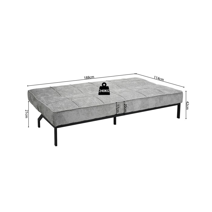 Slaapbank CALMORA - Grijze stof - Geïntegreerd matras - Houten structuur - Compact en elegant design
