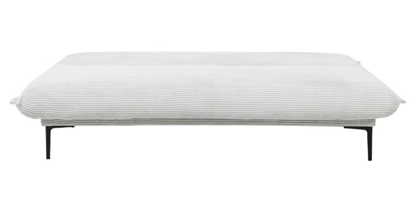 Canapé-lit VELARIS – Tissu velours gris clair – Structure bois – Matelas intégré – Design compact et élégant
