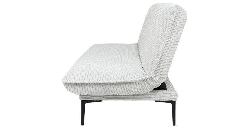 Canapé-lit VELARIS – Tissu velours gris clair – Structure bois – Matelas intégré – Design compact et élégant