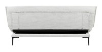 Canapé-lit VELARIS – Tissu velours gris clair – Structure bois – Matelas intégré – Design compact et élégant