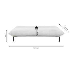 Canapé-lit VELARIS – Tissu velours gris clair – Structure bois – Matelas intégré – Design compact et élégant