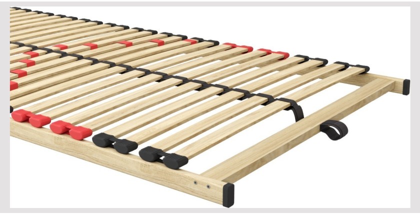 Sommier ZITTARO – 28 lattes – 90x190 cm – Finition chêne et noir – Confort durable et format pratique