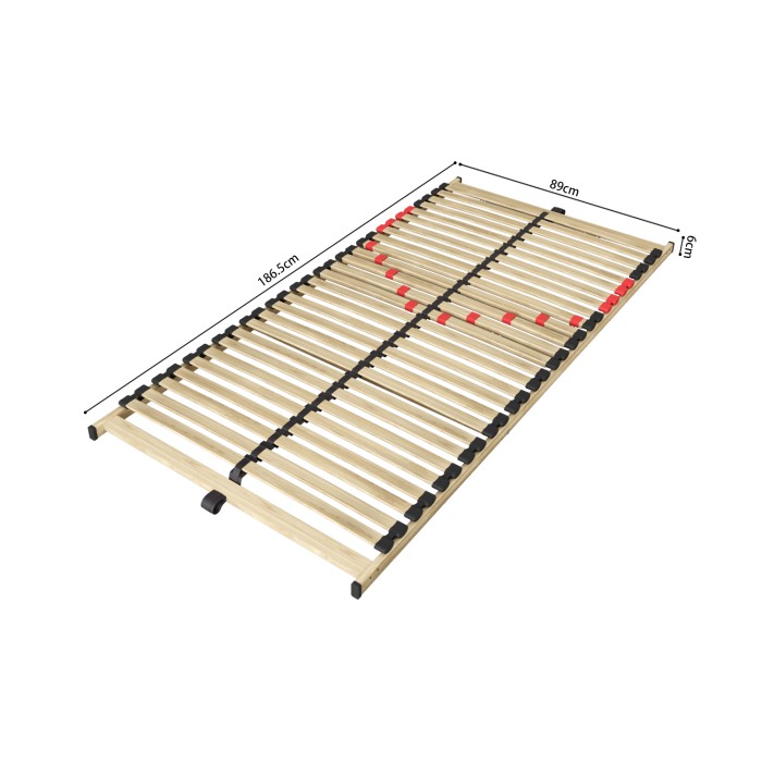 Sommier ZITTARO – 28 Latten – 90x190 cm – Ausführung Eiche und Schwarz – Dauerhafter Komfort und praktisches Format