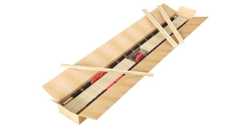 Sommier ZITTARO – 28 lattes – 90x190 cm – Finition chêne et noir – Confort durable et format pratique