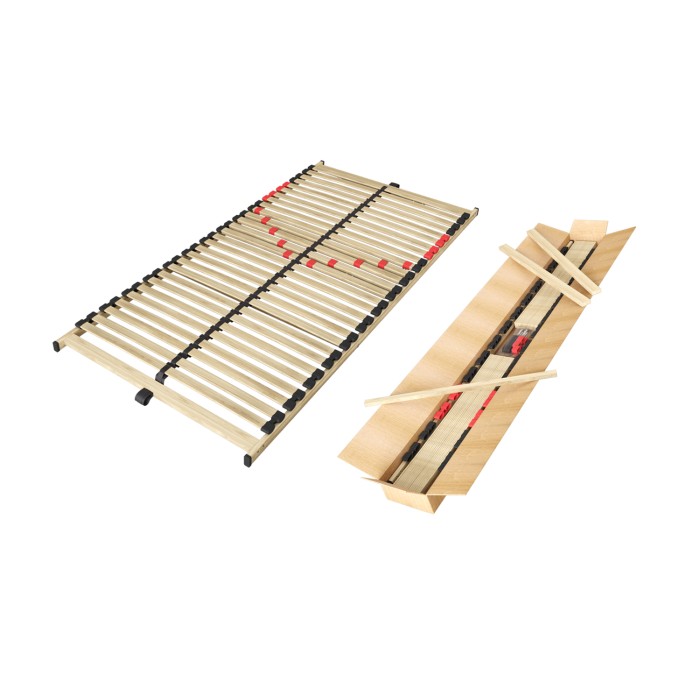 Sommier ZITTARO – 28 Latten – 90x190 cm – Ausführung Eiche und Schwarz – Dauerhafter Komfort und praktisches Format